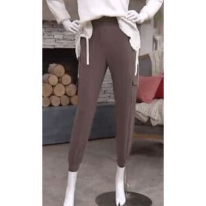 AnyBody Womens 3X‎ Tall Cozy Knit Cargo Jogger Pants Plum Pockets Pull On NWT